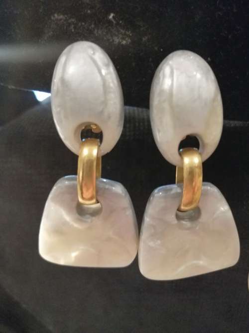 Wow !!!! Beautiful  Drop Resin  Earrings designed by famous Parisian Jeweler Dominique Denaive.