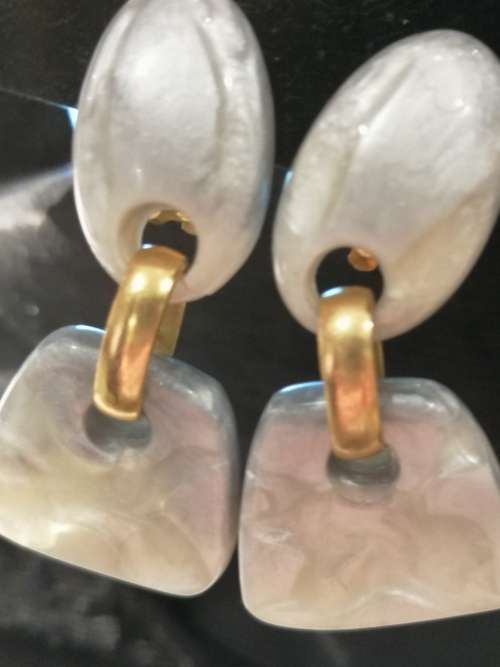Wow !!!! Beautiful  Drop Resin  Earrings designed by famous Parisian Jeweler Dominique Denaive.