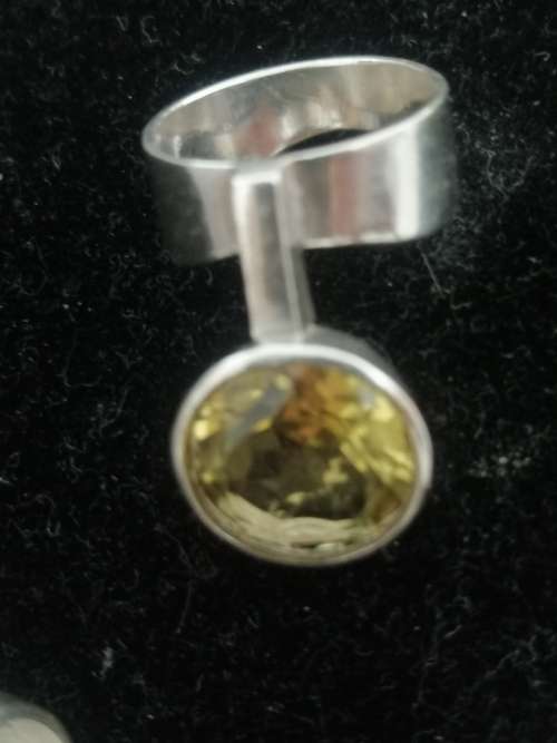 Erich Frey sterling silver drop earrings and lemon quartz ring