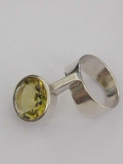 Erich Frey sterling silver drop earrings and lemon quartz ring