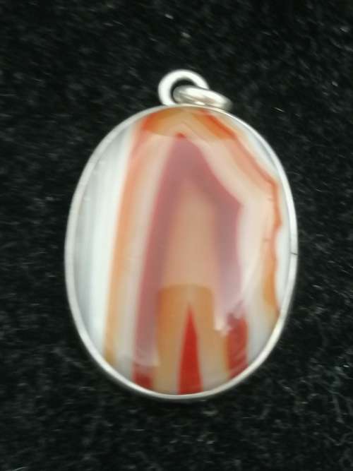 WOW!! STUNNING ERICH FREY CABOCHON AGATE PENDANT AND EARRINGS, SET IN STERLING SILVER