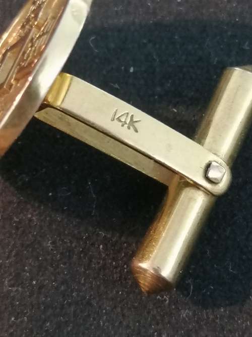 STUNNING 14K GOLD CHINESE CHARACTER CUFFLINKS
