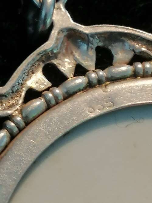 VINTAGE ROSENTHAL SILVER AND PORCELAIN BROOCH