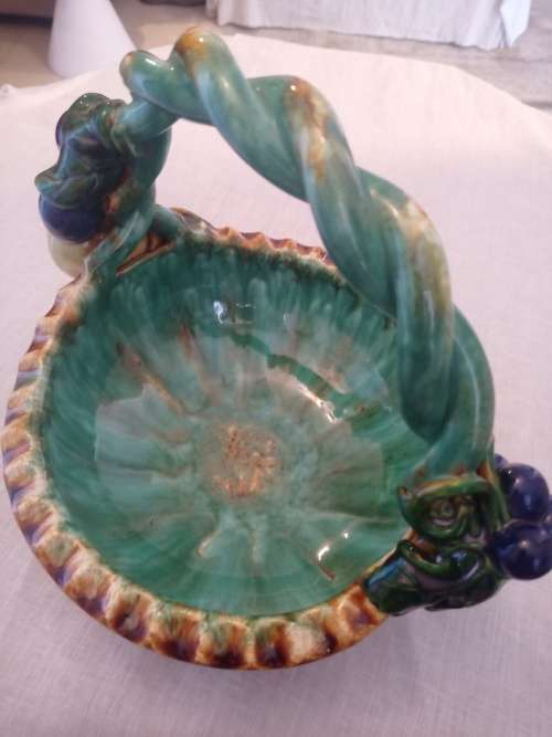 A VINTAGE 1930`s ST PETER GRAZ AUSTRIAN MAJOLICA BASKET