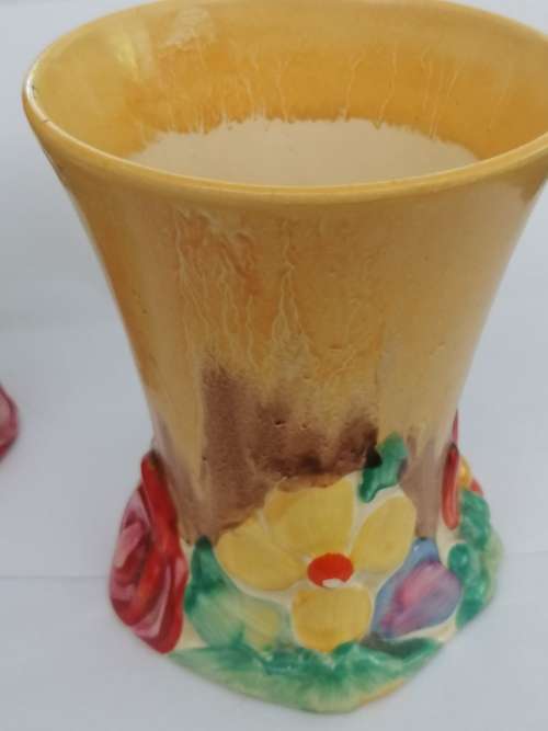 CLARICE CLIFF,MY GARDEN  PAIR OF POSY VASES