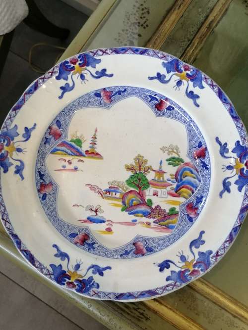 A LATE SPODE, COPELAND AND GAREETT NEW FAYENCE DINNER PLATE, CHINOISERIE