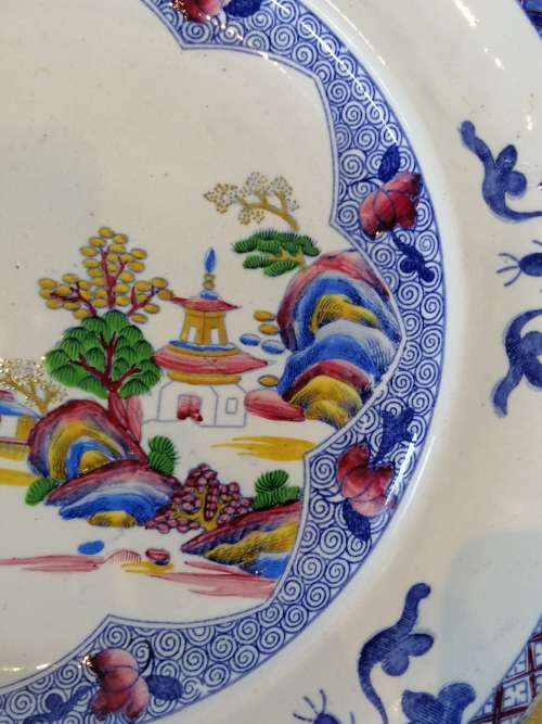 A LATE SPODE, COPELAND AND GAREETT NEW FAYENCE DINNER PLATE, CHINOISERIE