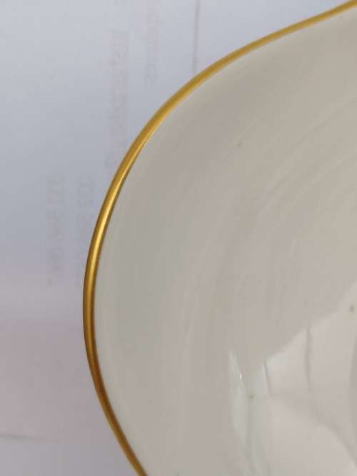 MEISSEN AQUATINTA WHITE, BLUE AND GOLD TRINKET BOWL