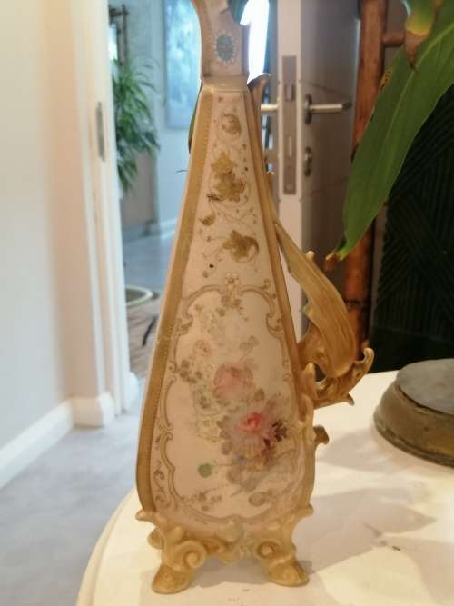 RARE DOULTON BURSLEM PORCELIAN DRAGON HANDLE EWER VASE C1886 GEORGINA WHITE