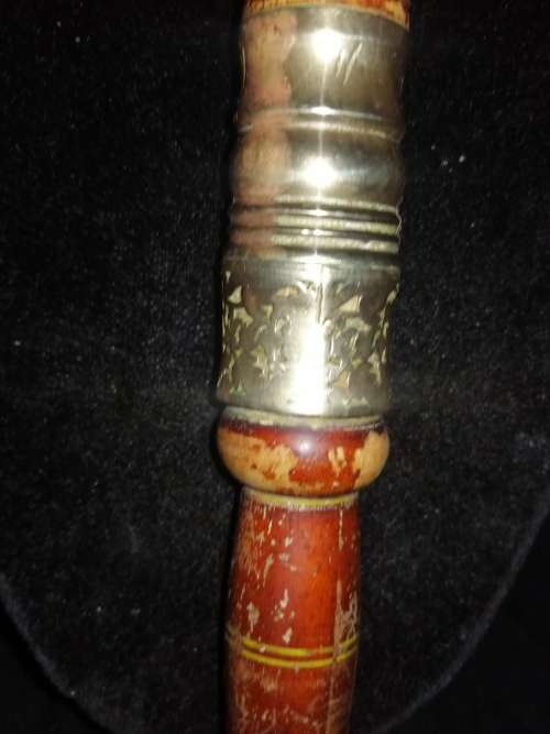 Antique ankus mahout hook, goad, Elephant controller, Indian, brass and wood CIRCA 1870