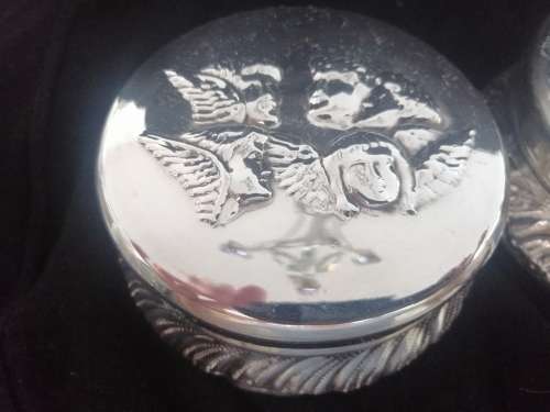 THREE SILVER PLATED ART NOUVEAU TRINKET JARS