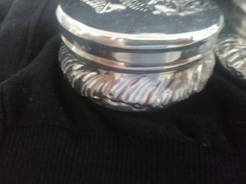 THREE SILVER PLATED ART NOUVEAU TRINKET JARS