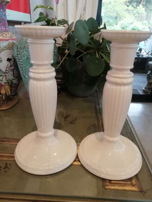 STUNNING OFF WHITE WEDGEWOOD CANDLESTICKS
