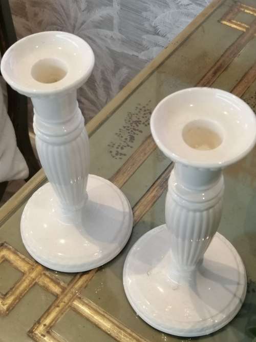 STUNNING OFF WHITE WEDGEWOOD CANDLESTICKS