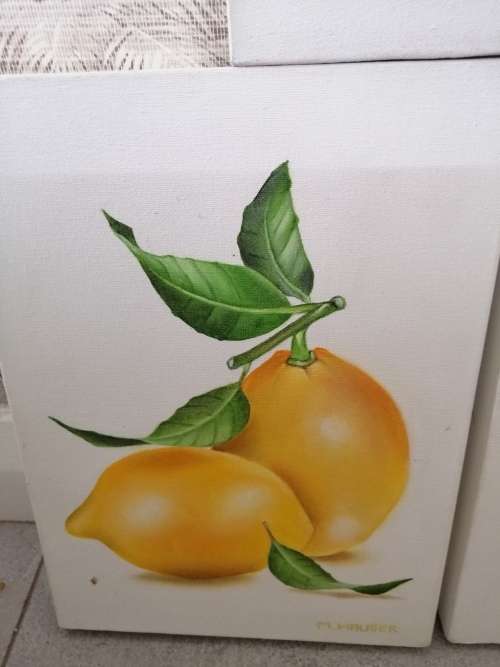 AMAZING DETAIL 3 PAINTINGS OF LEMONS M.HAUSER SWISS