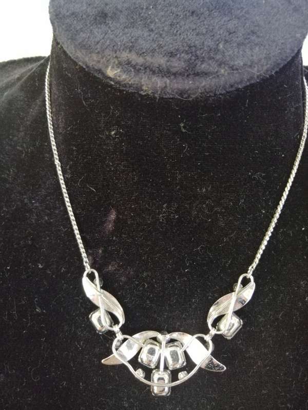 Sterling Silver Blue and white Rhinestone Necklace
