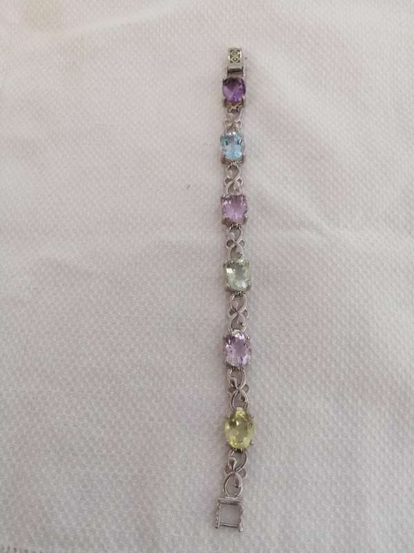 Gorgeous Sterling Silver Bracelet Set with Semi Precious Stones