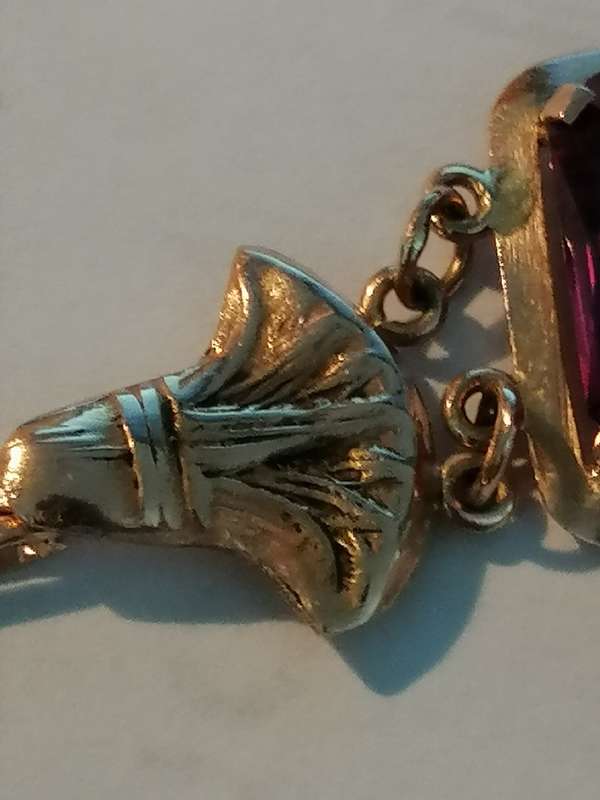 RESERVED  Alison Antique Art D Egyptian Revival 14 ct Rose Gold Synthetic Alexandrite Lotus Bracelet