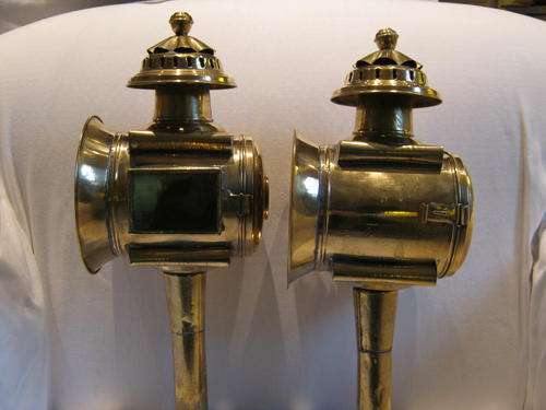 A Pair of Reproduction Brass Carriage Lamps