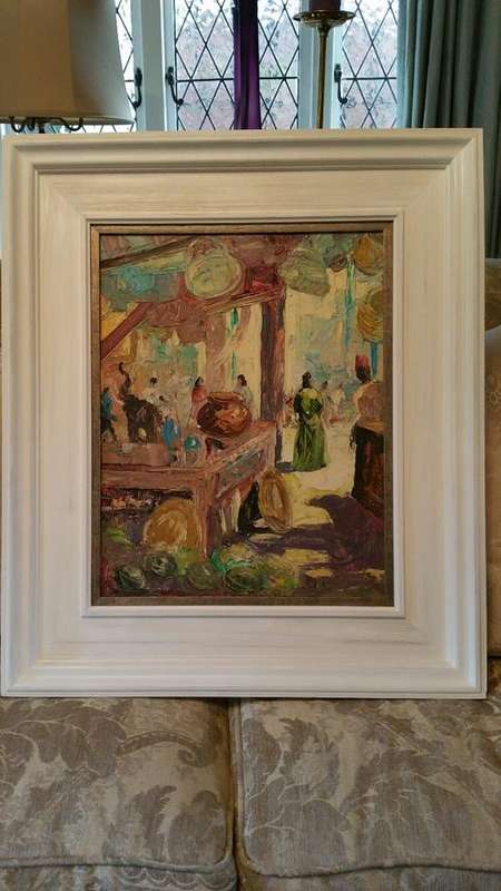 Carlo Sadoya (1914 -1996)  Oil on Board " Indian Market Durban"