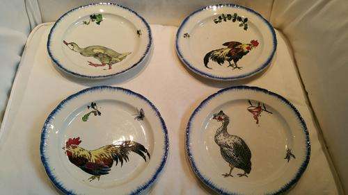 A Cica 1870 Set of Four Creil et Montreau Pottery Rousseau Pattern Dessert Plates.