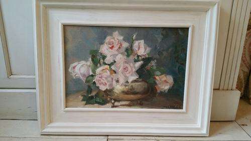Dino Paravano " Still Life of Roses" Oil on Board