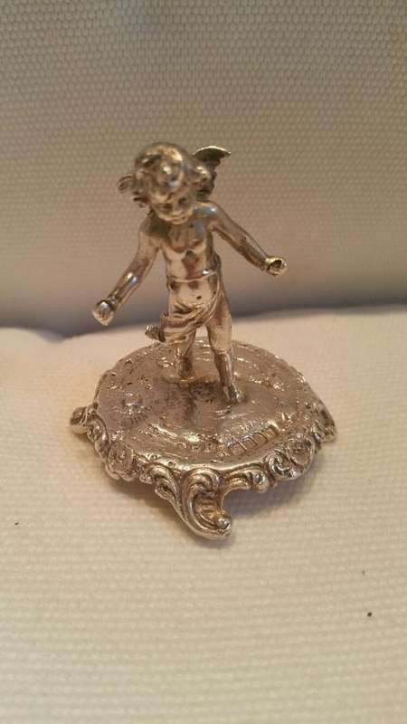 A Benjamin Phillips Miniature Cherub on Stand London 1901 25.6grams