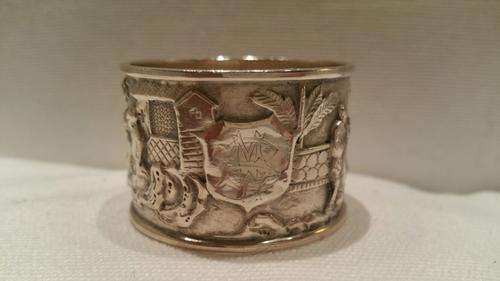 A Chinese Shanghai Export Silver Napkin Ring by Luen Wo Marked 35grams