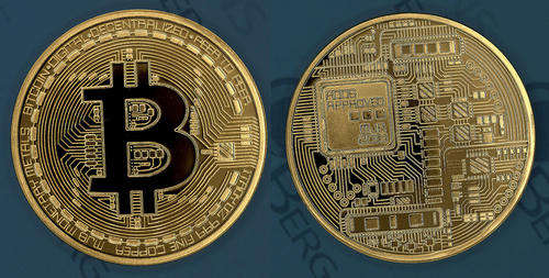 Bitcoin, AOCS Approved, MJB 2013, Art, Gold Plated Coin, Token, Souvenir