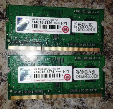 **2 X TRANCEND DDR3L 4gig 1600 SO RAM**