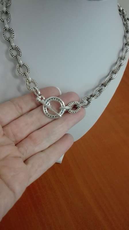 STUNNING 925 STERLING SILVER HANDMADE NECKLACE WITH T-BAR
