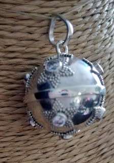 SOLID SILVER MYSTIC BELL IMPORTED FROM BALI WITH INLAID GEMSTONES