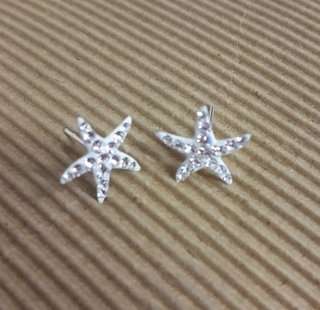 925 STERLING SILVER CUBIC EMBELLISHED STAR FISH STUDS