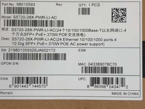 Huawei S5720-28X-PWR-LI-AC PoE Switch