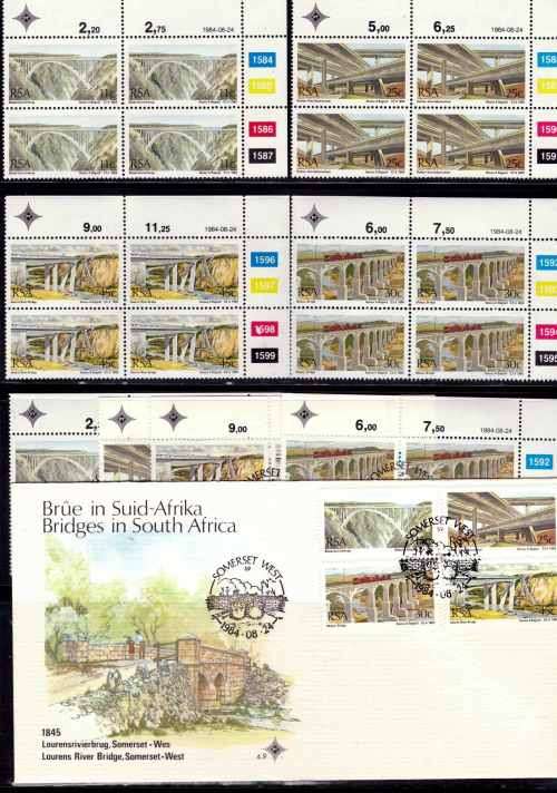 RSA 1984 BRIDGES COMBO ( FULL UMM SHEET SET, FDC, POSTCARDS SET ,CONTROLS UMM AND CTO)