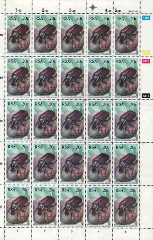 RSA 1987 BEETLES COMBO ( FULL SHEETS SET , POSTCARDS SET,  FDCS, UMM PAIRS)