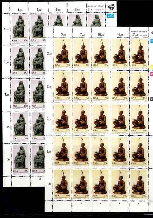 RSA 1992 SCULPTURES COMBO ( FULL SHEET SET , CONTROLS , UNIQUE FDCS AND M/S)