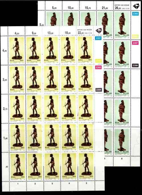 RSA 1992 SCULPTURES COMBO ( FULL SHEET SET , CONTROLS , UNIQUE FDCS AND M/S)