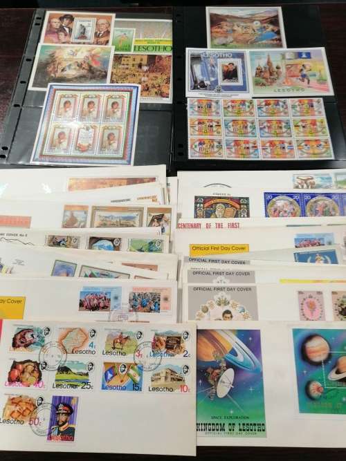 Lesotho selection of FDCs ( 40 ) and UMM minisheets