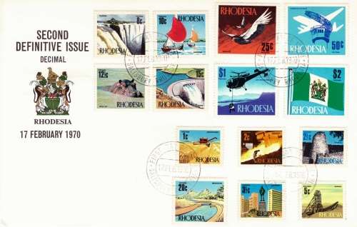 RHODESIA 1970 2nd Defn. ISSUE FDC and VF* USED SET
