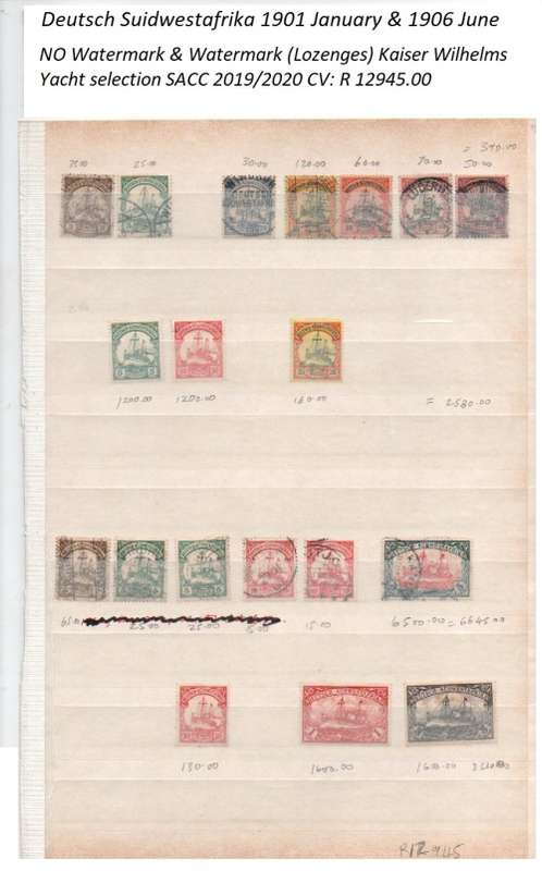 Deutsch Suidwesafrika,1898 Provisional and 1901/1906 Yacht Selection .