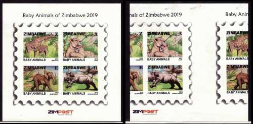 Zim 2019 Baby Animals MNH Huge cutting error