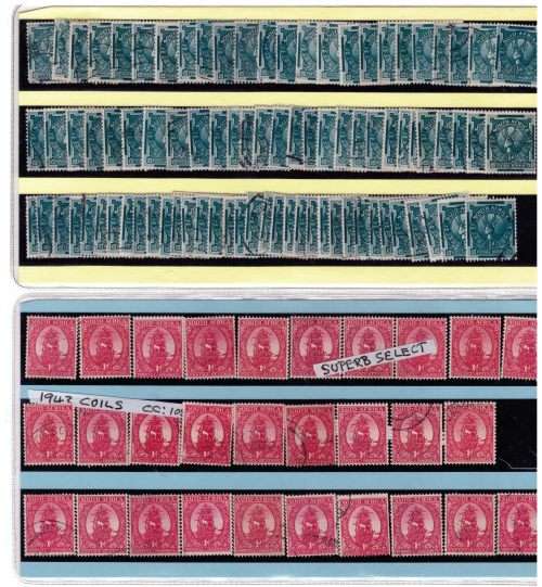 Union Pictorals COILS study lot - strips, pairs, singles + varieties see images