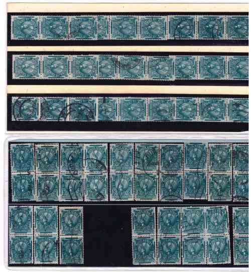 Union Coils 1/2d used,  study lot - strips and pairs