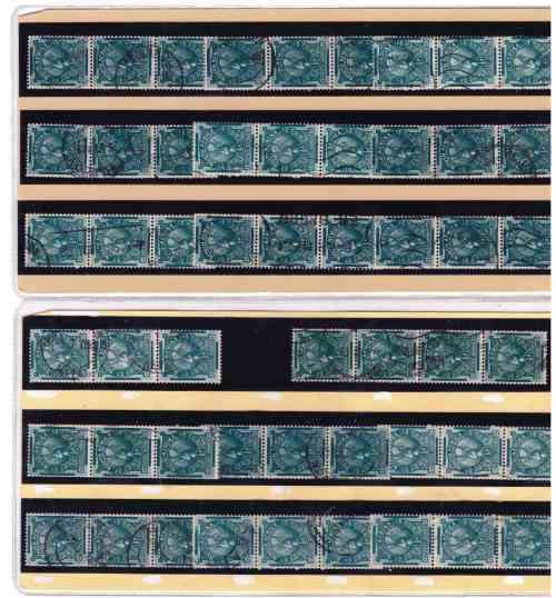 Union Coils 1/2d used,  study lot - strips and pairs