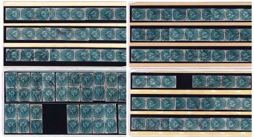 Union Coils 1/2d used,  study lot - strips and pairs