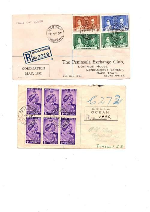1948/53 QE2 WEDDING ANNIV and CORONATION SELECTION ON STOCK PAGE & RELATED POSTAL HISTORY ( GOOD CV)