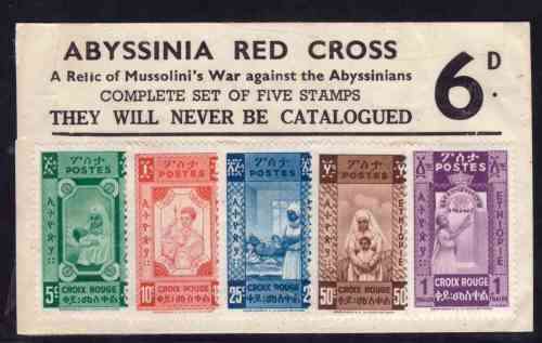 Possibly very rare Abyssinia red cross stamps - see description !