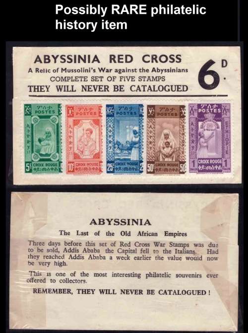 Possibly very rare Abyssinia red cross stamps - see description !