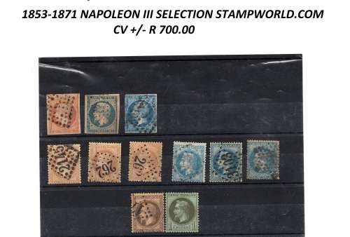 FRANCE 1853/1871 NAPOLEON III USED SELECTION  CV +/- R 700.00